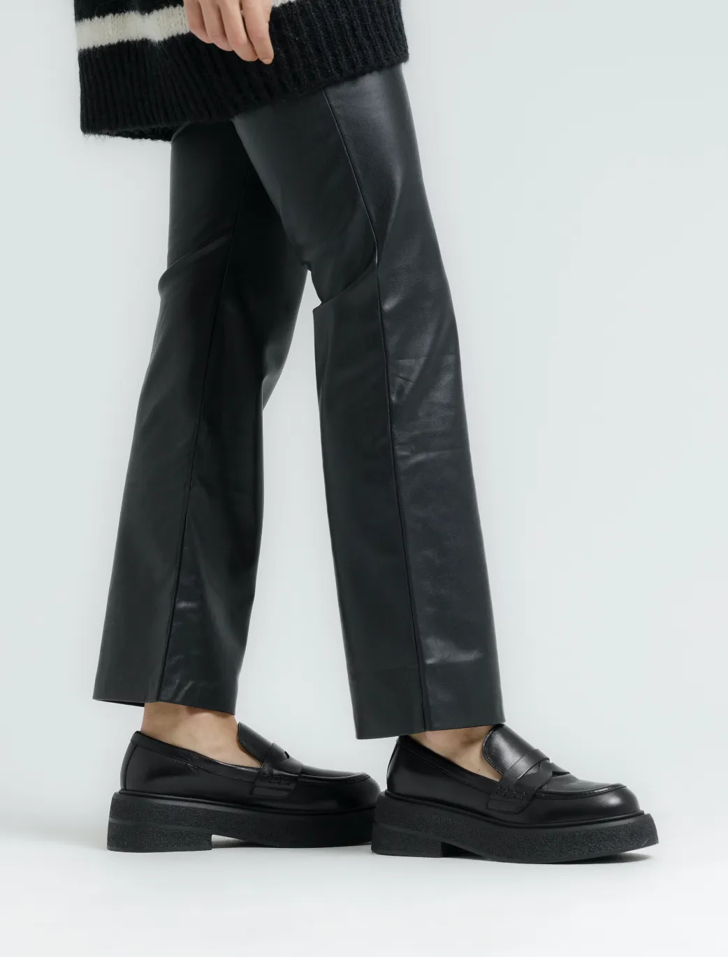 Mikka Black Leather Chunky Loafers