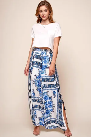 Monaco Wide Leg Tassel Pants White