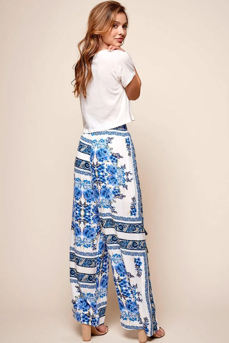 Monaco Wide Leg Tassel Pants White