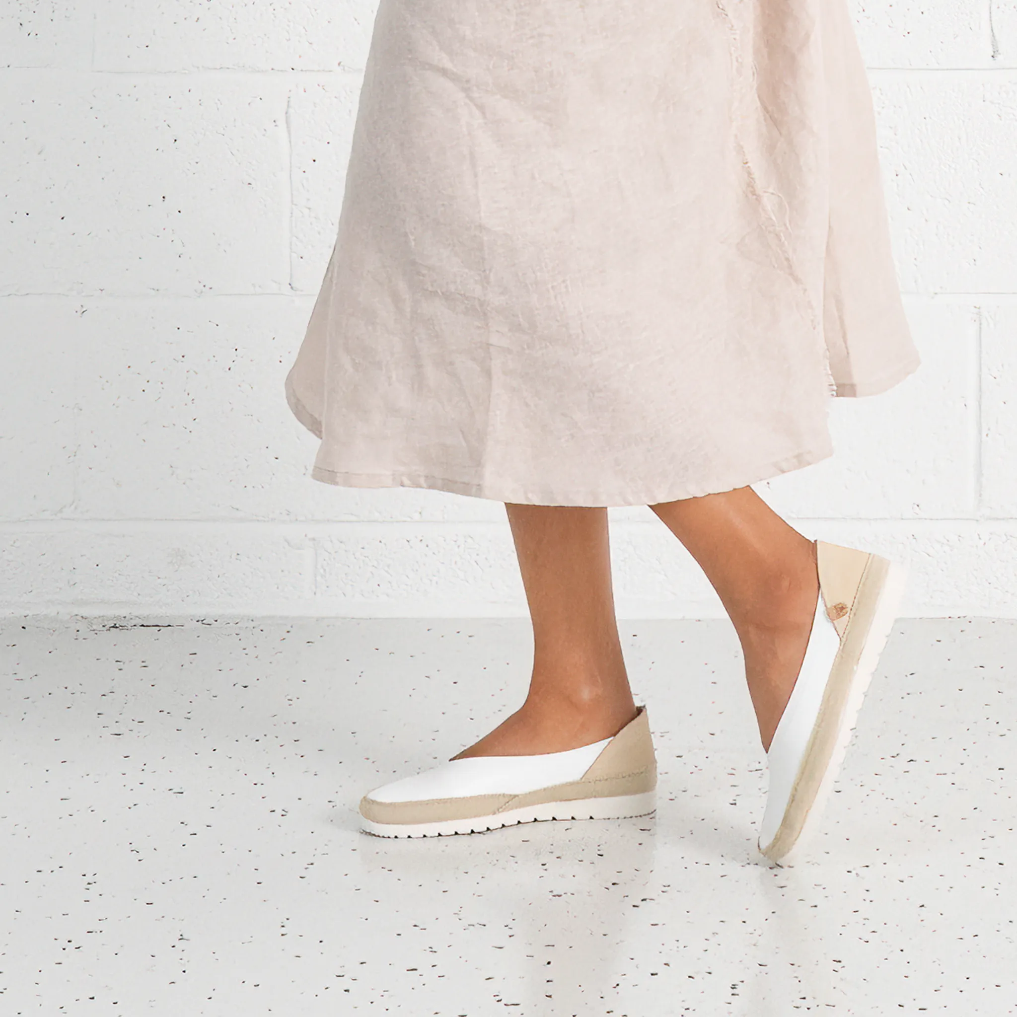 Noelia White Leather Espadrilles