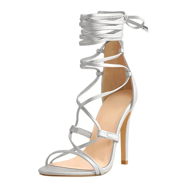 Onlymaker Women Peep Toe Gladiator High Heels