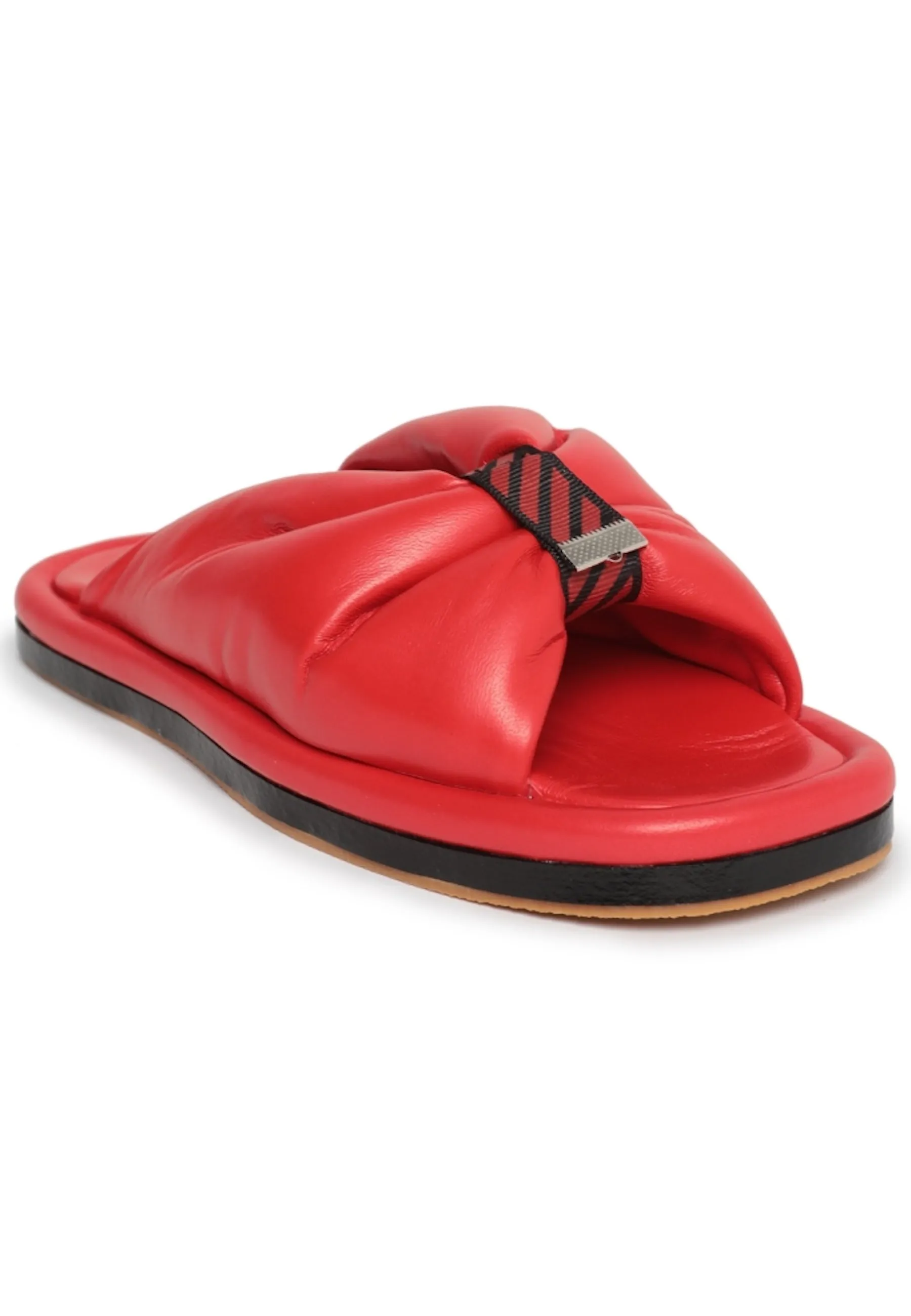 Open Toe Flat Sole Sandals - Red