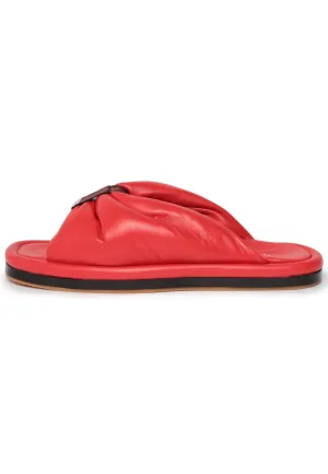 Open Toe Flat Sole Sandals - Red