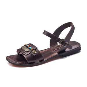 Open Toe Leather Ankle Sandals For Sale