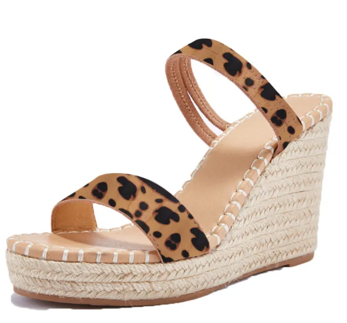 Open Toe Platform Espadrille Wedges Slip on Sandals