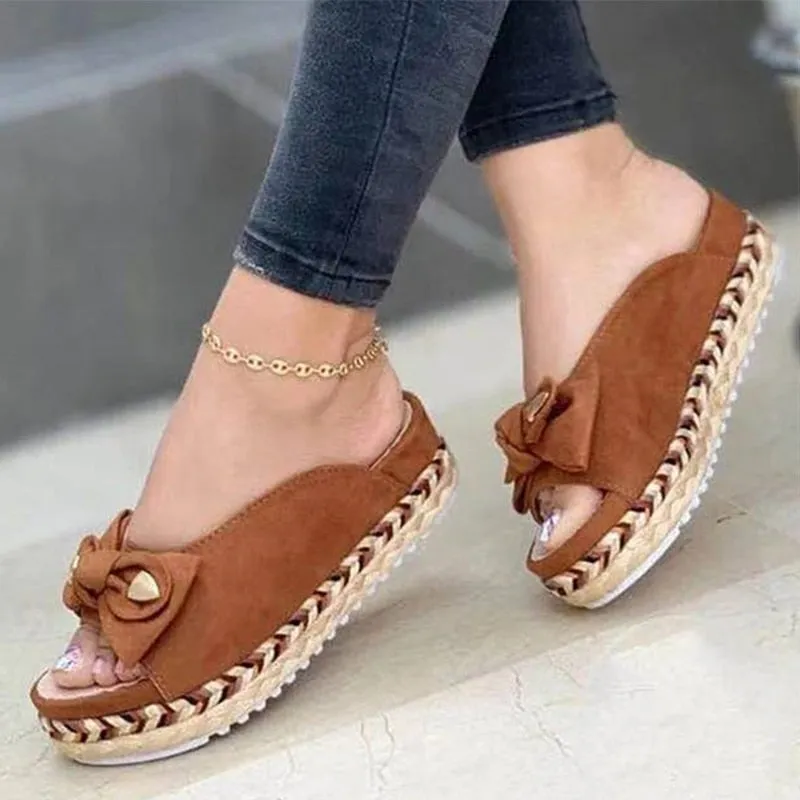 Purpdrank - Women Sandals Casual Wedges Heels Slippers For Summer Shoes Women Peep Toe Straw Heels Sandalias Mujer Sweet Platform Sandals