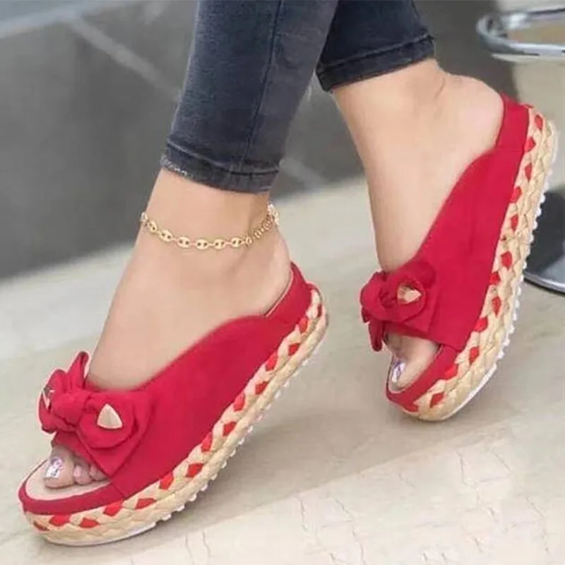 Purpdrank - Women Sandals Casual Wedges Heels Slippers For Summer Shoes Women Peep Toe Straw Heels Sandalias Mujer Sweet Platform Sandals