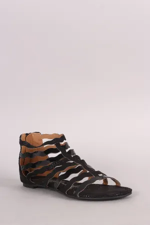 Qupid Patent Wavy Strappy Gladiator Sandal