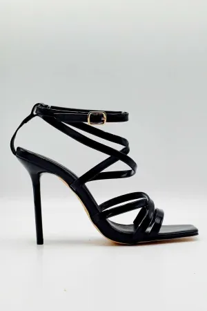 Reeba Strappy High Heel Sandals in Black