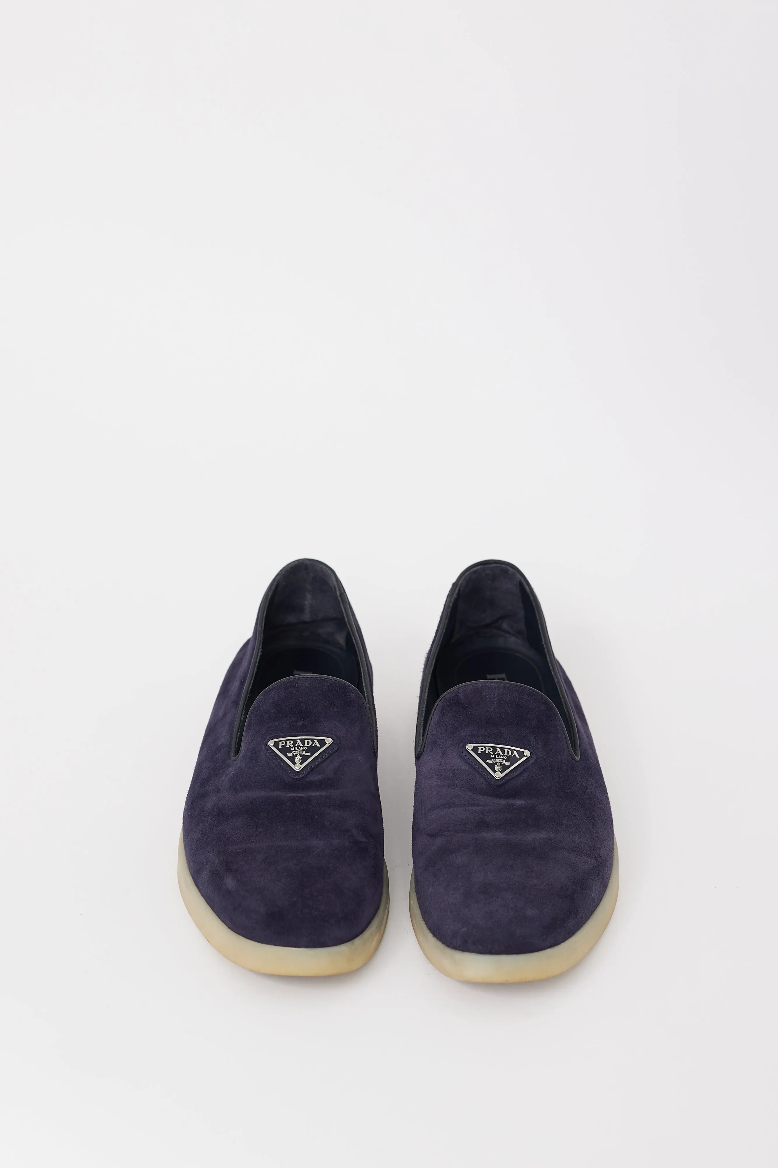 SS 2023 Navy Suede Logo Loafer