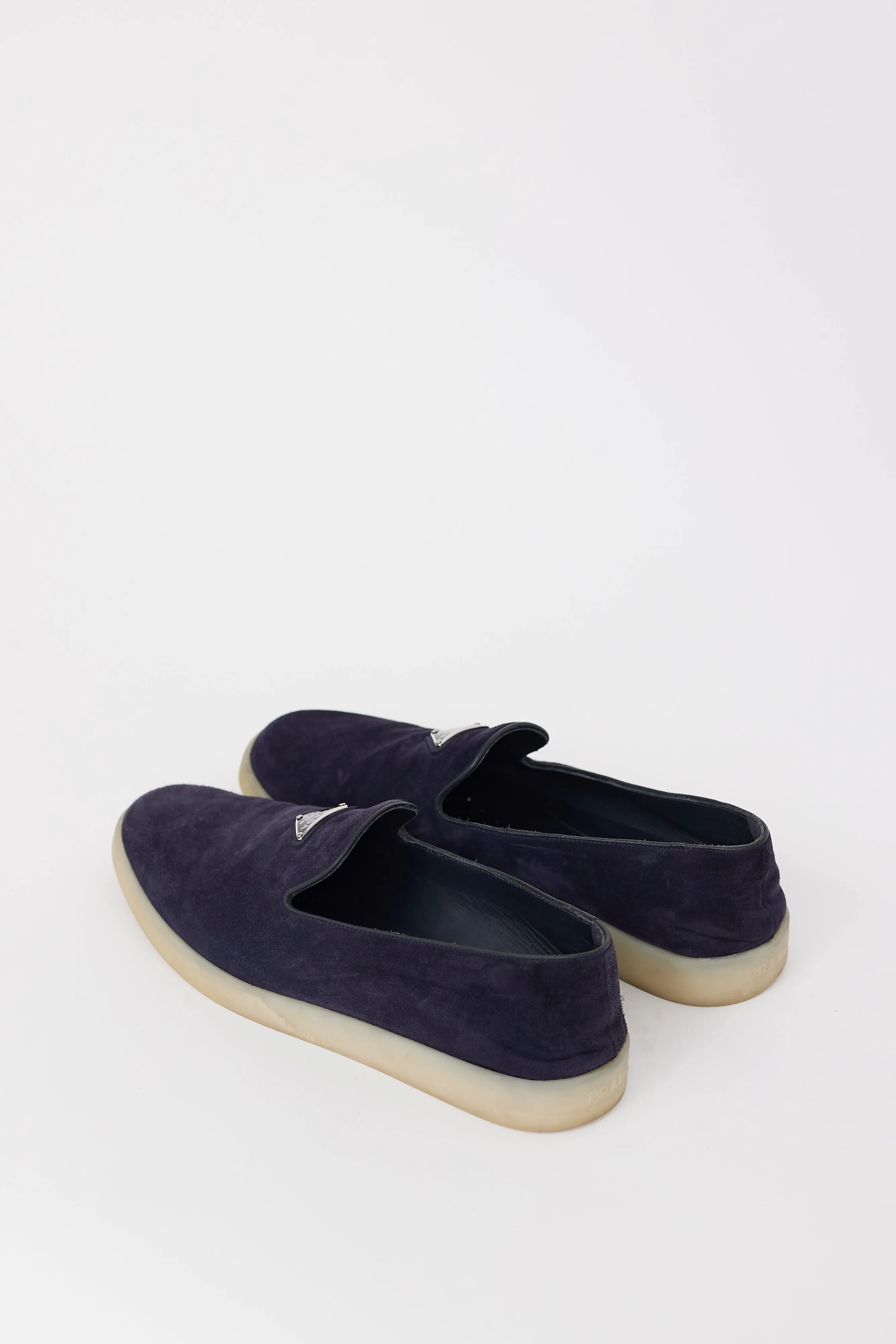 SS 2023 Navy Suede Logo Loafer