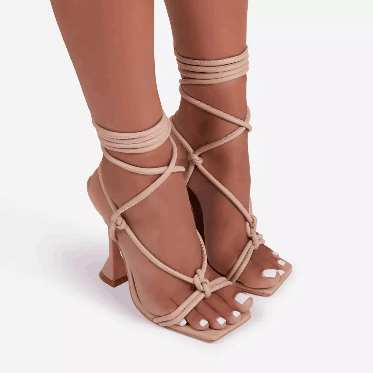 Strappy Square Toe Heeled Sandals