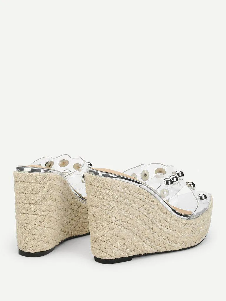 Studded Platform Espadrille Wedges