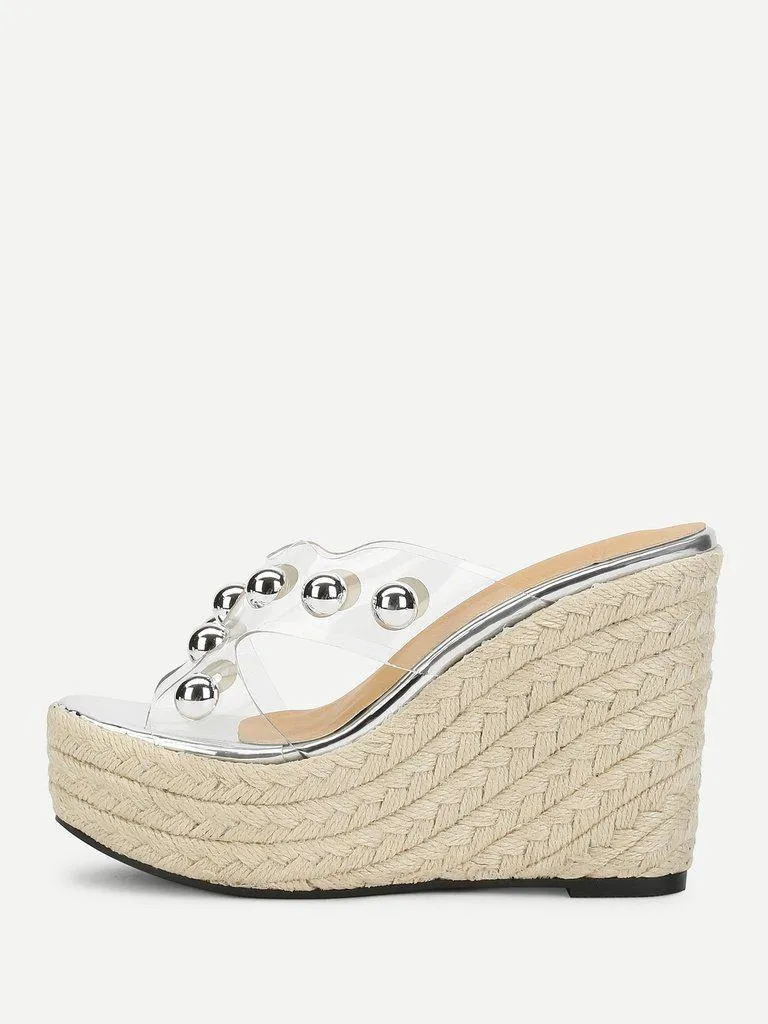 Studded Platform Espadrille Wedges