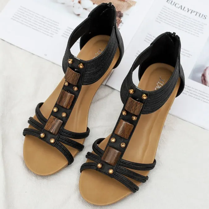 T-strap gladiator sandals bohemia wedge sandals