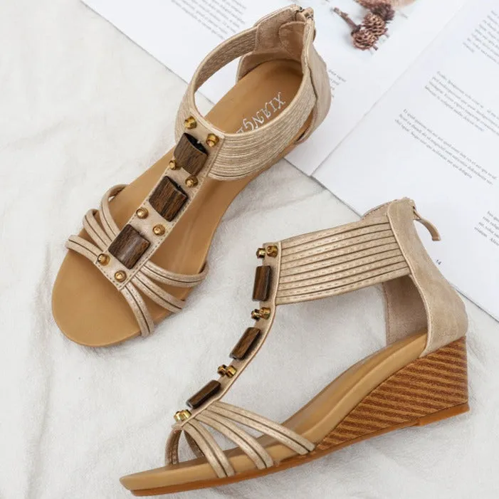 T-strap gladiator sandals bohemia wedge sandals