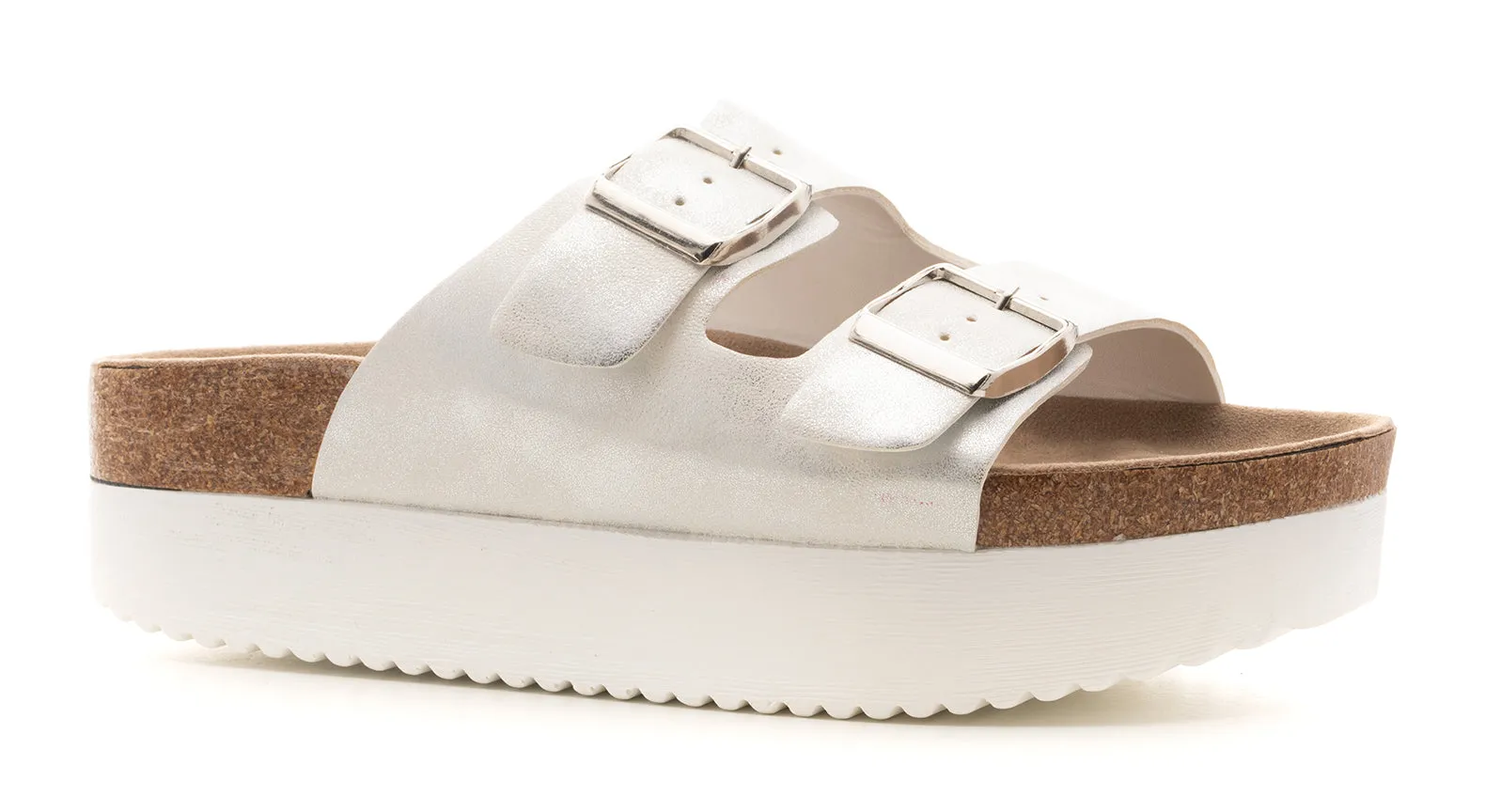 Tabloid White Metallic Wedge Sandal