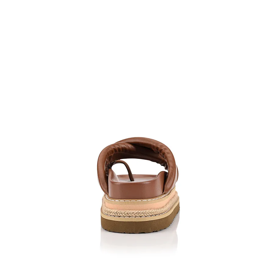 Thelma Flatform Slides - Cognac Brown