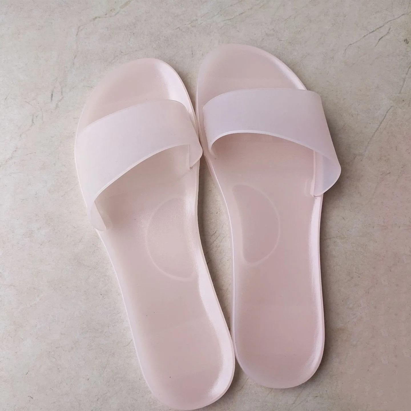 Women jelly clear one strap flat 
slide sandals