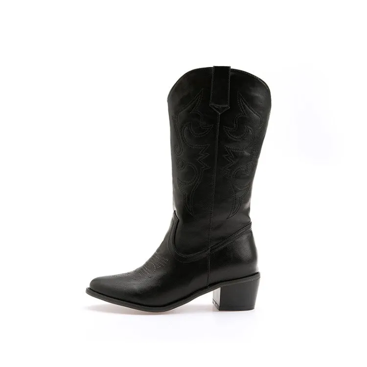 Women's High Heels Mid Calf Boots